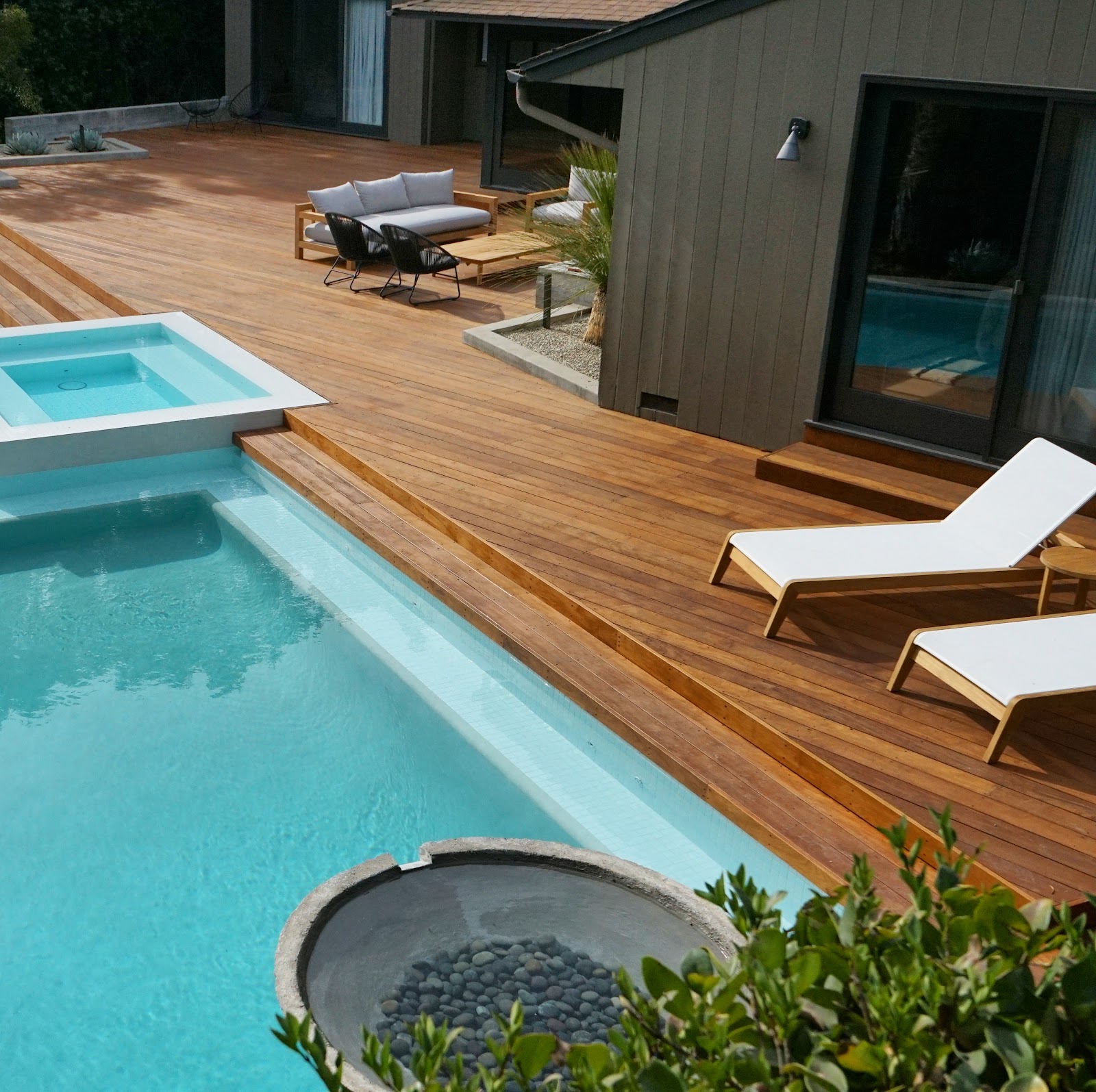 Redwood Deck with Fish Pond Integration